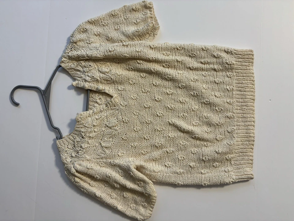 Top manga abullonada tejido bobble algodón seda caballo loco vintage años 90 M Cottagecore Foto 2 de 4