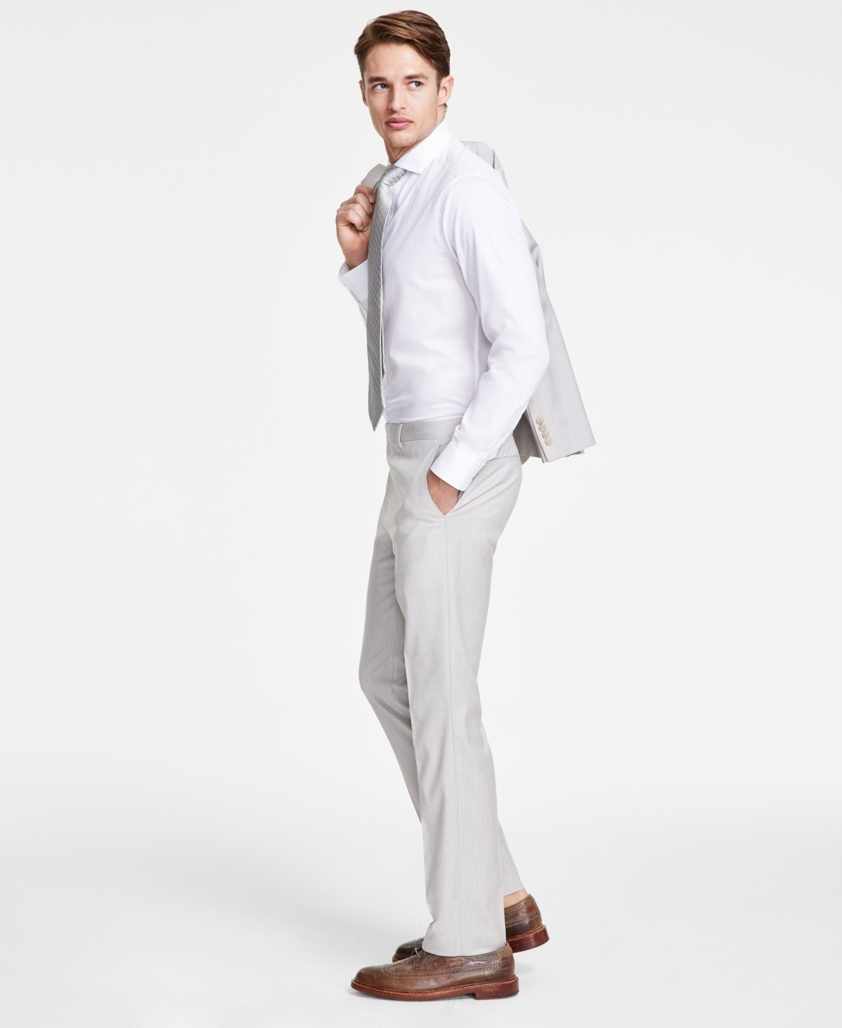 Dkny Men's Modern-Fit Natural Neat Suit Separate Pants - Natural,  33 X 32