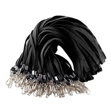 200 Pack Black Lanyards for ID Badges, Bulk with Swivel Hook