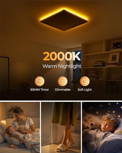 Dimmable LED Flush Mount Ceiling Light Fixture with Remote Control, 9 Inch - Picture 5 of 8