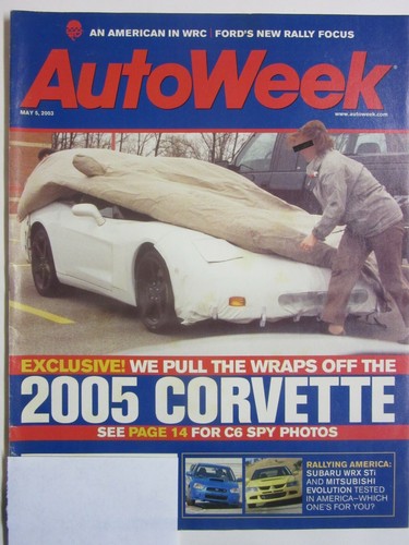 -AutoWeek Magazine May 5, 2003 2005 C6 Corvette Spy Photos Subaru WRX STi Lancer