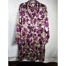 Vintage Jaclyn Smith Floral Nightgown Women  s XL button down Purple Pink 90s
