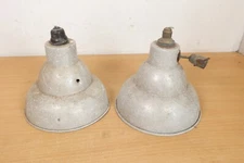 Pair of Vintage Aluminium Light Shades 7.5" Industrial Lamp Restoration Project