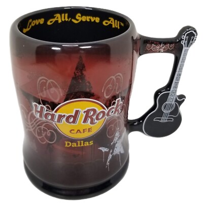 Hard Rock Cafe DALLAS Guitar Handle Coffee Mug Cup Ceramic Black