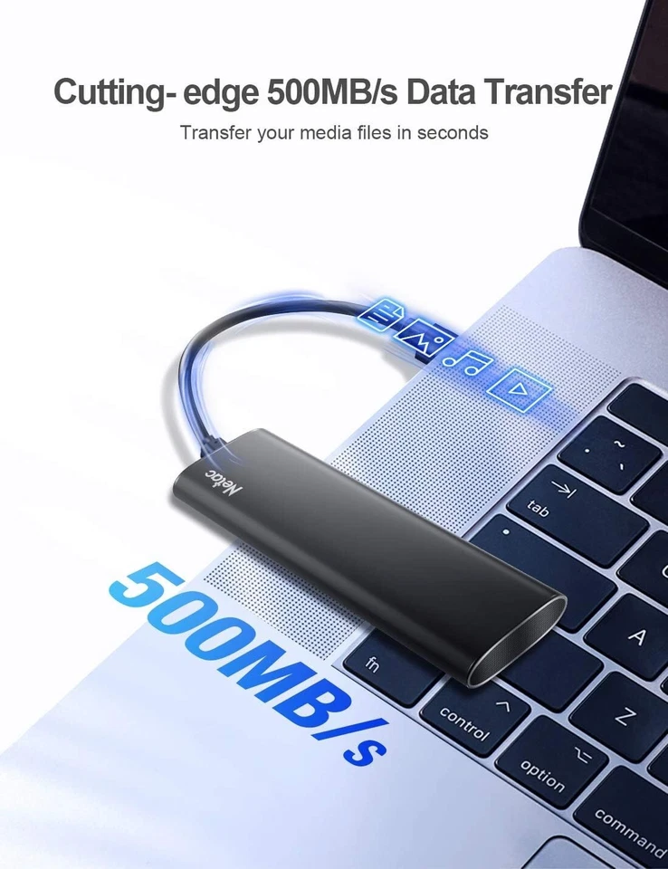 Netac 1TB SSD Extern USB 3.2 Gen 2, Externe Festplatte SSD für Laptop, TV Auf... - Bild 3 von 4