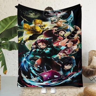 2024 Demon Slayer Blanket Cozy Throw Blanket super soft for kids gaming gift