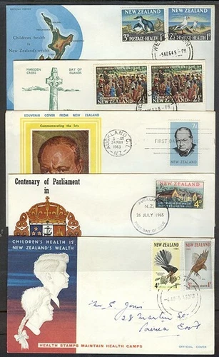 NEW ZEALAND FDC’s x10 DIFFERENT 1964/65 (FG06)