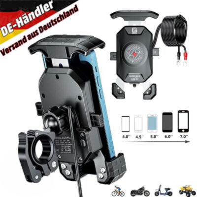 Fahrrad Halterung Handy Halter Motorrad e-Bike Smartphone + Ladefunktion, Qi 15W