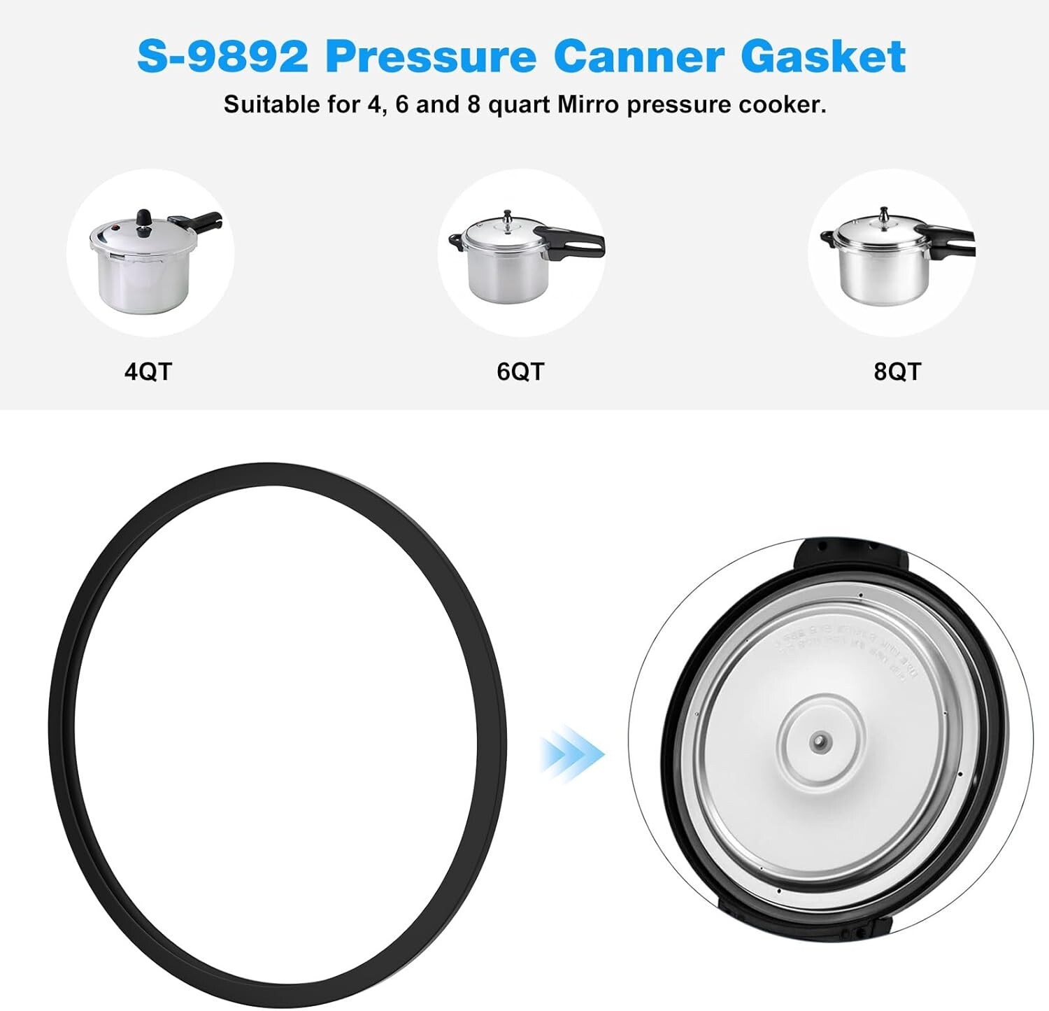 Replacement Gasket for Mirro Pressure Cookers S-9892 & Compatible ...