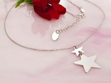 Kette Silber 925 Sterne Halskette 42 cm echt Sterlingsilber 925 sd141