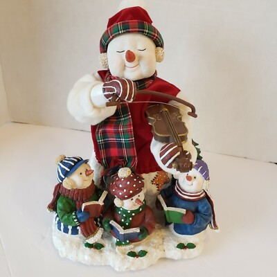 Jolly Motion Musical Snowman Carolers Animated Violin Plays 12 Christmas Songs