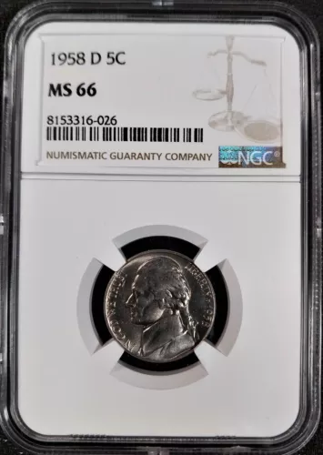 1958-D Jefferson Nickel- NGC MS66 (A103)