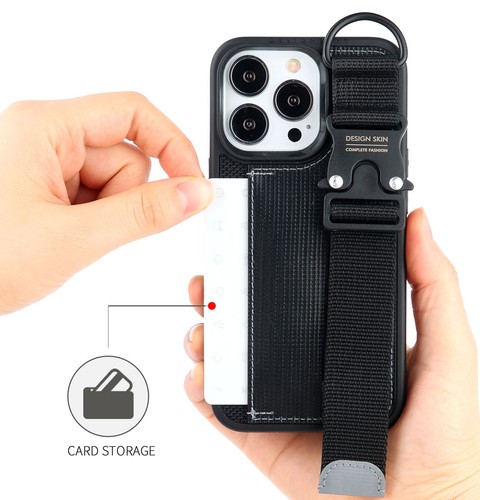 For iPhone 15 Pro Card Slot with Adjustable Strap, Made with Tarpaulin - Picture 3 of 16