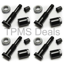 Black Valve Stem Set Fits 2017 2018 2019 2020 Aston Martin DB11 OEM TPMS Sensor