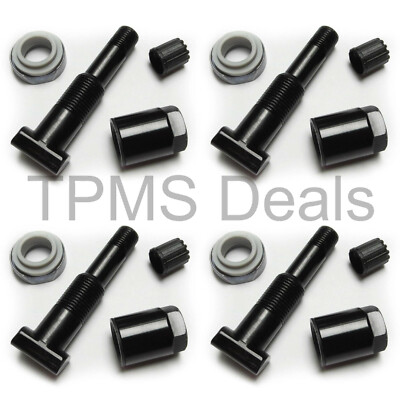 Black Valve Stem Set Fits 2021 2022 2023 Aston Martin DBX OEM TPMS Sensor