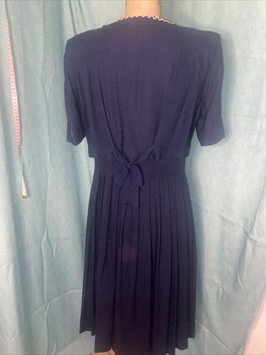VTG 80s PLAZA SOUTH Navy BUTTON-UP With Shirt DRESS 10 - Picture 5 of 10