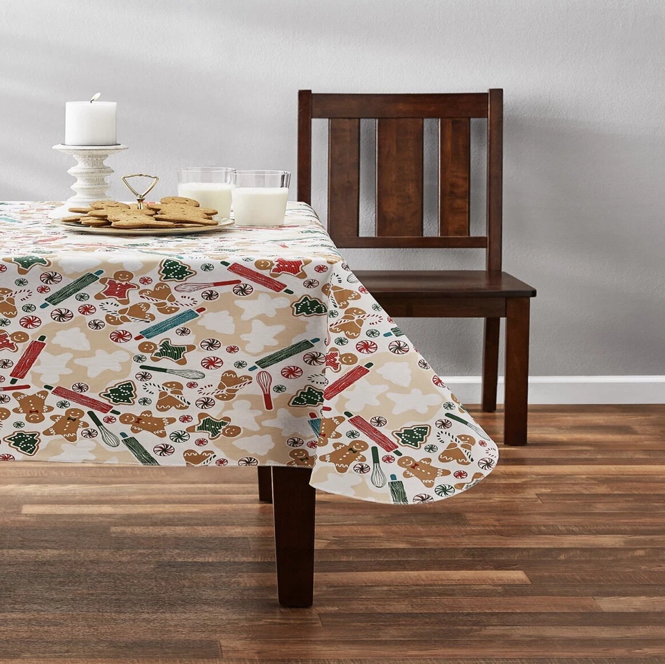 NEW! 60x102 Mainstays Gingerbread Tablecloth 100% PEVA Vinyl non-woven backing - Image 4 of 4