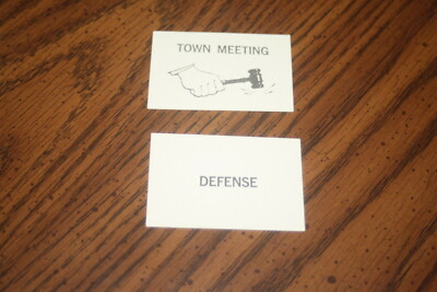 Prize Property 1974 Milton Bradley Two Town Meeting / Defense Cards