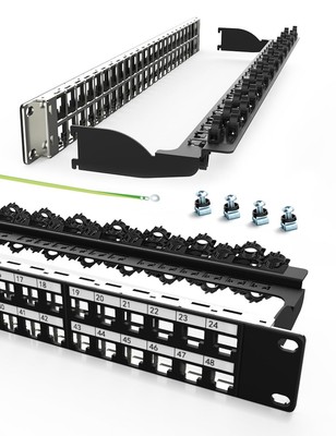 48Port Blank Keystone Patch Panel Rackmount&Wall Mount 1U 19-inch Network Pat...