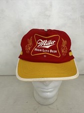 Vintage 80s Miller High Life 3 Stripe Mesh Snapback Trucker Hat Cap USA Made