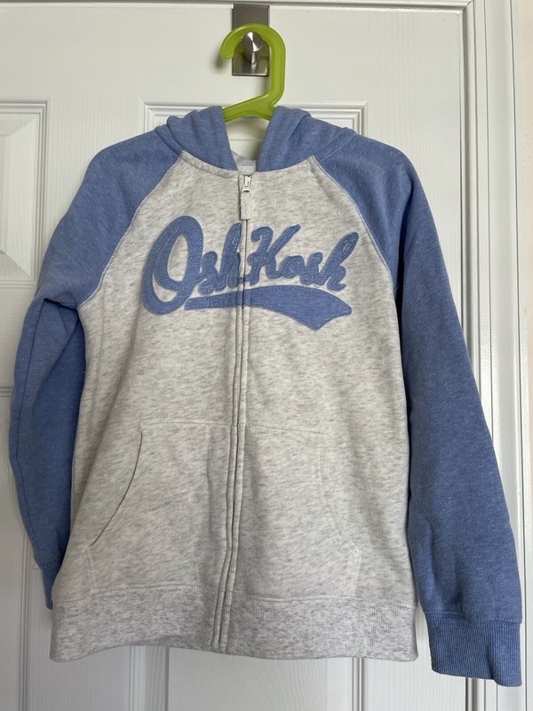 OshKosh Girls Periwinkle Blue Hooded Zip Up Sweatshirt- Size 10- EUC