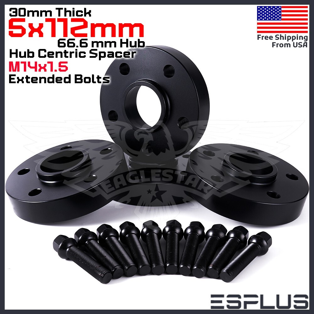 2 Pcs of 30MM Thick 5X112 & 5x100 57.1MM C.B Wheel Spacer +14x1.5 Bolt