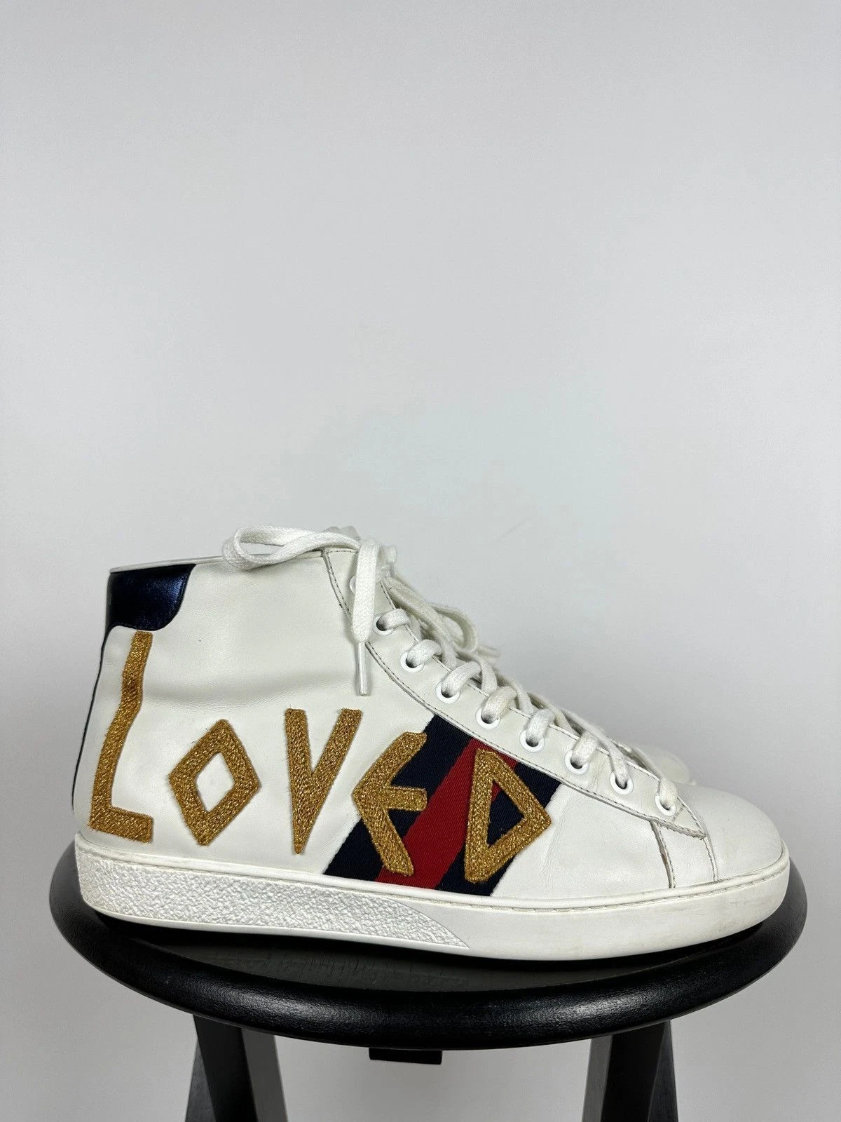 Baskets montantes homme Gucci Ace Loved cuir blanc taille 6 UK