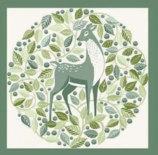Fabric Picture Panel Deer Fawn Wild Animal Leaves 100% Cotton 25 x 27cm Craft
