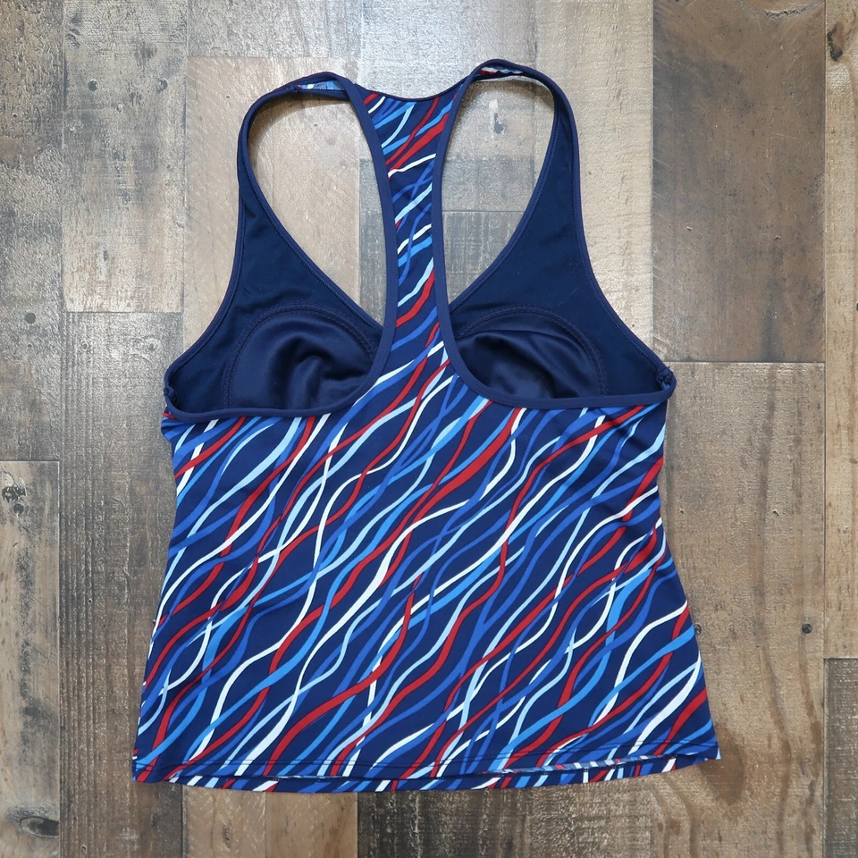 Speedo Endurance 女式 14 码蓝色红色白色赛车背心内置文胸 — 第 4/4 张图片