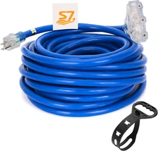 50-ft 10-Gauge 10/3 Heavy Duty 3-Outlet SJTW Indoor/Outdoor Extension Cord by S7