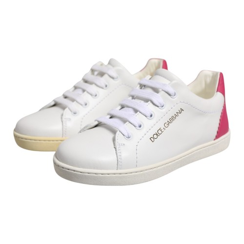DOLCE & GABBANA Kids Shoes White Pink Low Top Girl Sneakers EU29 / US12 350usd - Picture 4 of 9