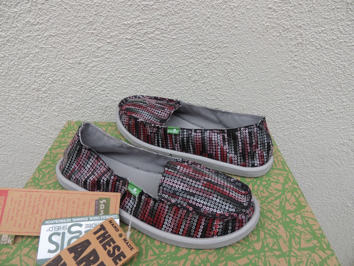 SANUK LIMELIGHT CHARCOAL MULTI SEQUIN SIDEWALK SURFER SHOES  display picture 2