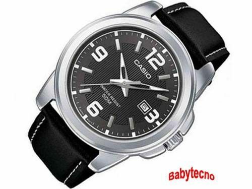 OROLOGIO Casio MTP-1314PL-8AVEF Uomo cinturino PELLE NERO Silver DATARIO a  PILA | eBay