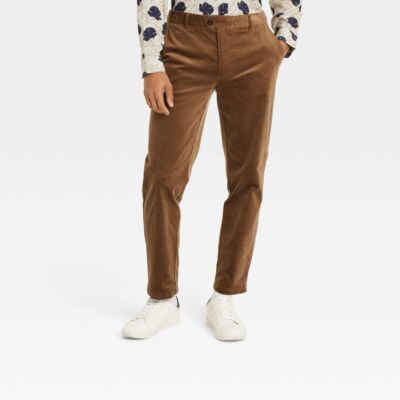 Houston White Adult Velvet Straight Trousers - Brown XL