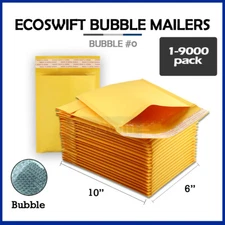 1-9000 #0 6x10 "EcoSwift" Kraft Bubble Mailers Padded Envelope Bags 6" x 10"
