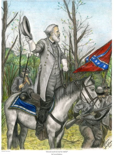 11x14 S/N Civil War Art Print, Gen. Robert E. Lee at Wilderness Battle