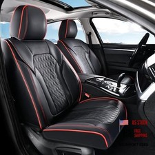 Seat Covers, Car Seat Covers Full Set, Luxury Nappa FrontPair Black Redline