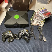 Microsoft Xbox OG Original Console Bundle w/ 2 Controllers Cables 10 Games READ