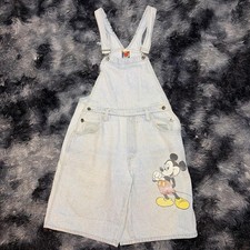 VINTAGE DISNEY MICKEY MOUSE DENIM SHORT OVERALLS Size M MADE IN USA