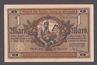 Erbach i. Odw. Kreis; 1 Mark vom November 1918