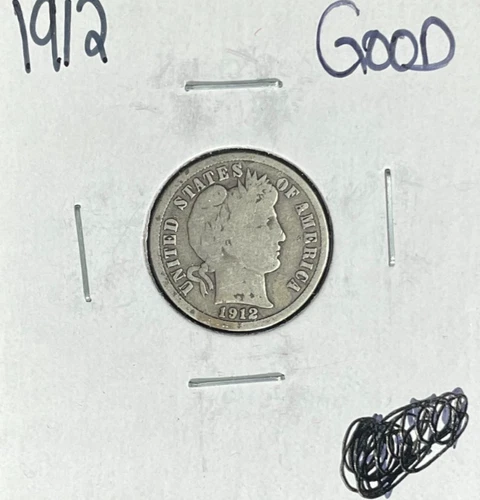 1912 BARBER SILVER DIME ~GOOD  ~NICE COIN~ 90% SILVER