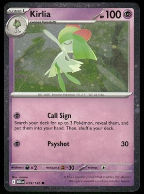 Kirlia 059/132 Cosmos Holo Mega Evolution Pokemon TCG trading card