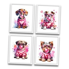 XUNLURY Cute Valentine's Day Dog Decor Wall Art Prints Unframed 8x10 color B