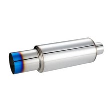 2" Exhaust Muffler, 2" Inlet OD 3" Outlet Stainless 2" Intlet 3" outlet Blue