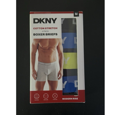 DKNY Men's Cotton Stretch Boxer Briefs Multicolor M 4-Pack