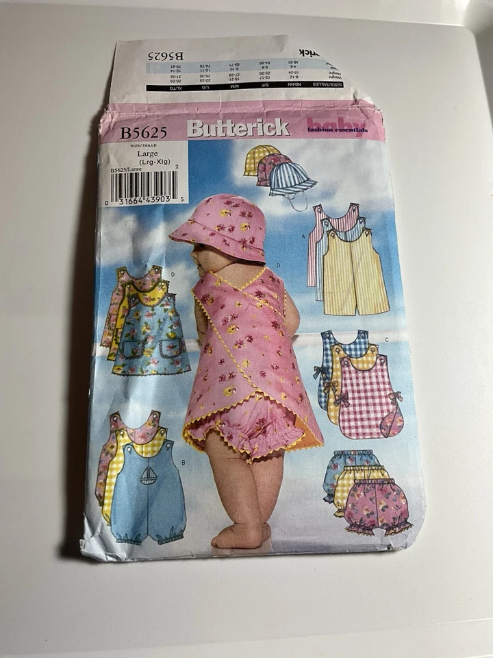 Butterick B5625 Infants Romper Jumper Panties Hat Sewing Pattern Uncut L-XL - Image 2 of 4