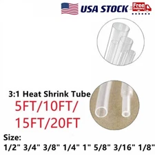 5-20ft Dual Wall Heat Shrink Tubing 3:1 Adhesive Lined Electrical Wire Kit Clear
