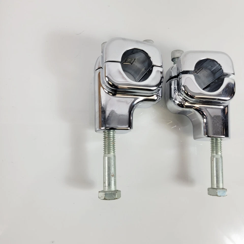 oem Harley Davidson Softail & Fatboy Chrome Risers & Clamps for 1-1/4" Bars - Image 3 of 4