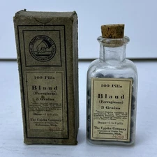 Vintage Upjohn's Friable Pills Box and Bottle Blaud Kalamazoo Michigan Mich MI