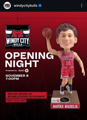 Windy City Bulls Matas Buzelis Bobblehead  11/08/2025